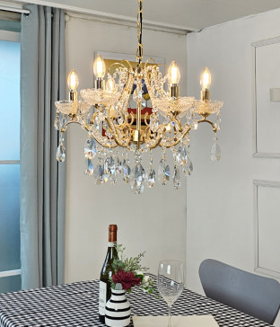 오베르 촛대 6등(골드/크롬) LED식탁등 크리스탈식탁등